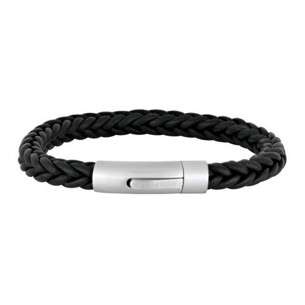Son of Noa armbånd i flettet kalveskind med stållås 19–23 cm
